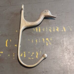 Vintage Solid Brass Duck Head Wall Hook Bird Coat Hat Rack Heavy Duty 7.5 Inch